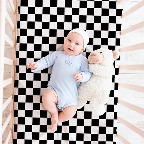 4 Pack Checkered Plaid Crib Sheets Neutral Breathable Buffalo Check Fitted Baby Sheets Nursery Sheets for Baby Boys or Girls (Crib) thumbnail 2