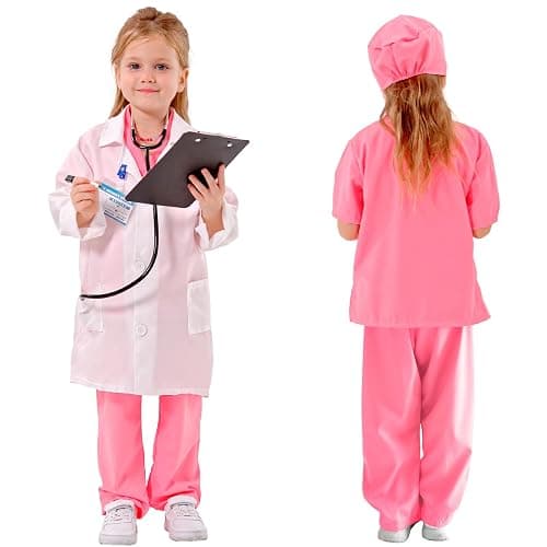 Liberry Doctor Costume for Kids, Toddler Doctor Dress Up Clothes with Real Stethoscope, Career Day Role Play Gift for Girls thumbnail 5