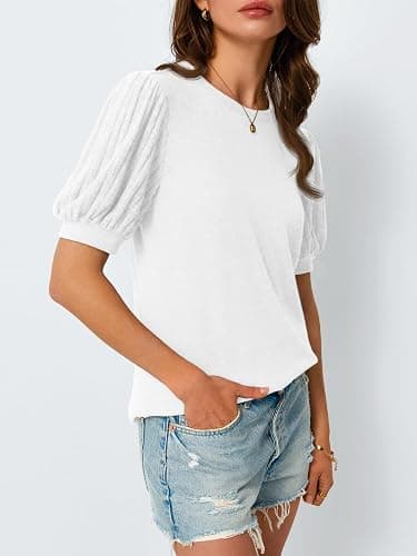 AUTOMET Womens Summer Short Sleeve Sweater Dressy Business Casual Blouses 2026 thumbnail 3