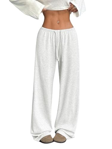 RoseSeek Women's Drawstring Waist Straight Streetwear Long Wide Leg Pants Casual Loose Baggy Workout Long Fall Sweatpants - Image 1