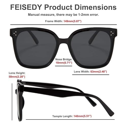 FEISEDY Oversized Polarized Sunglasses - UV400 Protection, Square Fashion Sun Glasses for Outdoor & Daily B2600 thumbnail 5