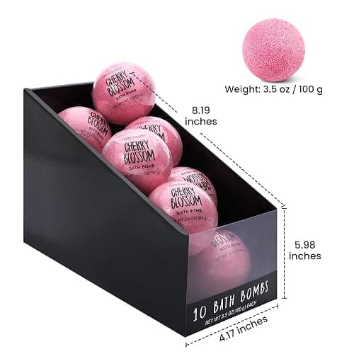 Body & Earth Bath Bombs Gift Set for Women, 10 X 3.5 oz Essential Oils Cherry Blossom Handmade Birthday Gift Idea for Family, Women, Mother's Day Gifts thumbnail 5
