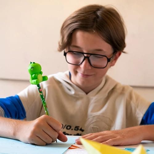 LEGAMI Rooarrr! Crayon avec dinosaure squishy | Crayon HB avec embout dinosaure | Crayon graphite effaçable au design dinosaure | Fournitures de papeterie pour l'école, l'étude et le bureau thumbnail 7