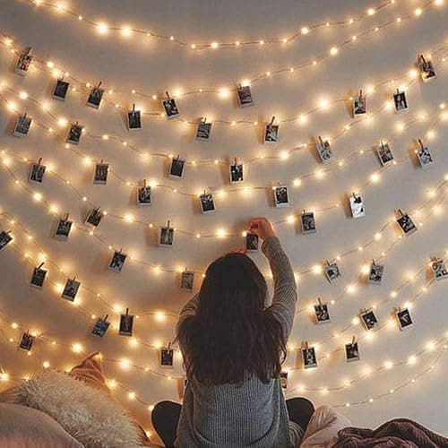 Cookey | 50 | LED Fairy Lights Bedroom Accessories - Battery Powered Photo String Lights for Bedroom Decorations - Outdoor/Indoor Wall Decorations, Battery Fairy Lights for Cute Room Decor - Image 1