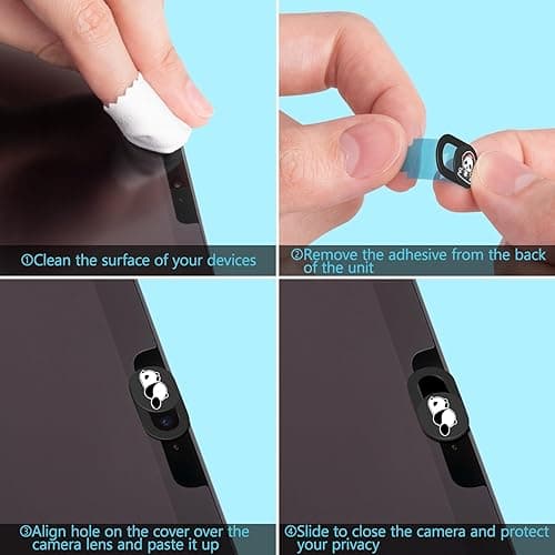 HKDGYHON Laptop Camera Cover Slide Cute, Phone Accessories, Webcam Cover, Lovely Puppy Computer Camera Cover for iPhone iPad MacBook Pro Computer iMac PC, Laptop Accessories Great for Privacy - Leisurely Panda-Black thumbnail 7