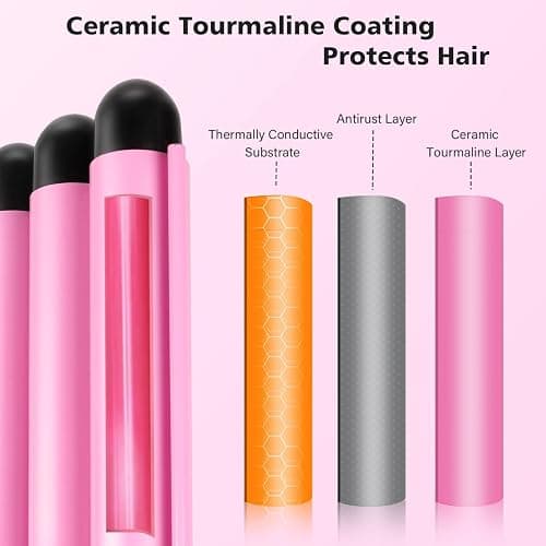 Arricciacapelli 3 Tubi - LAYADO Piastra Onde per Capelli 25mm per Acconciature Effetto Riccio e Ondulati Temperatura Regolabile Ondulata Ferro Arricciacapelli Professionale Ceramica thumbnail 3