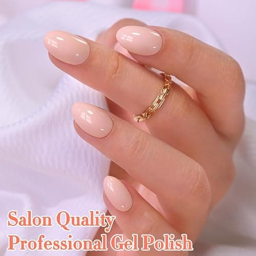 Double Rhythm 0.5 Oz Gel Nail Polish Neutral Natural Same Color Same Bottle Translucent Light Milky Pastel 15ML Manicure French Design Art DIY at Home (Nude Pink-A1515) thumbnail 8