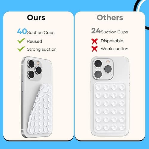 Silicone Suction Cup Phone Mount Double-Sided, Sticky Grip Suction Phone Case Mount for iPhone & Android, Hands-Free Phone Accessories for Tiktok Videos & Selfies (Clear) thumbnail 4