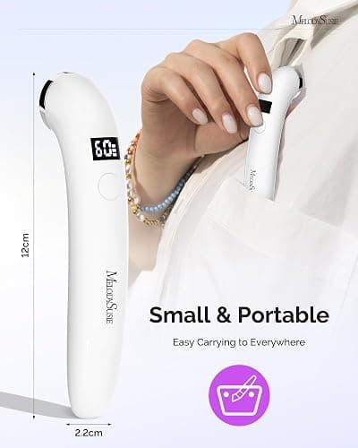 MelodySusie Ergonomic Handheld Cordless UV Nail Lamp with LCD Display & 2 Timers, P-Art01A Rechargeable Mini UV LED Light Flash Cures All Soft Gels, Especially Rhinestone Glue & Liner Gel White thumbnail 7