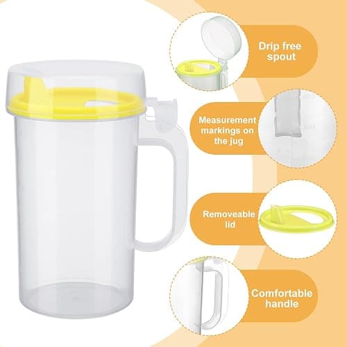 Newtay 6 Pack Early Learning Kids Easy Pouring Mini Pitchers Clear Plastic Pitcher with Lid and Handle Easy Pour Bottles 16 Oz. Jugs with Lids for Classroom Nursery Home (Colorful) thumbnail 4
