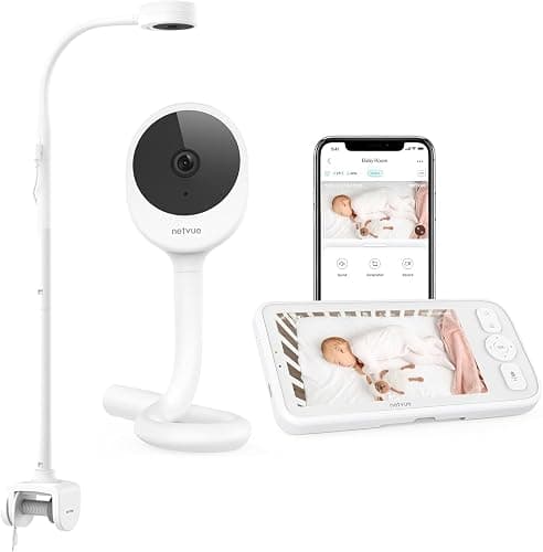 NETVUE Upgraded Baby Monitor Camera, 5000mAh Baby Camera Monitor Audio, Moniteur Bébé with Cry Detection, 5" Display, 2-Way Talk, 4 in 1 Bracket, Smart Phone App, Ideal for All Scenarios - Image 1