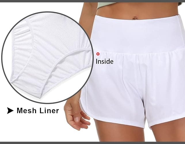 THE GYM PEOPLE Womens High Waisted Running Shorts Quick Dry Athletic Workout Shorts with Mesh Liner Zipper Pockets thumbnail 3