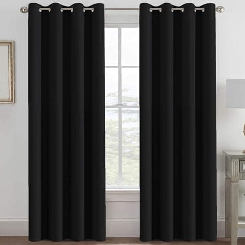 H.VERSAILTEX 100% Blackout Curtains for Bedroom Black Out Curtains 96 inch Thermal Insulated Long Blackout Curtains for Living Room, Energy Saving Curtains for Patio Door Grommet (1 Panel, Jet Black) - Image 1