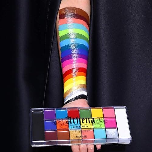 UCANBE Pittura per Viso 20 Colori,Body Painting Colori per Trucco Halloween Durevole,Athena Palette Colori per Pancia Gravidanza,Trucco Teatrale,Effetti Speciali thumbnail 7