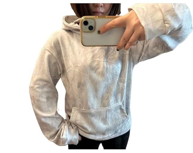 Women Camo Hoodies Maple Leaf Oversized Fleece Hooded Sweatshirt Loose Long Sleeve Pullover Top with Pocket Couple thumbnail 5
