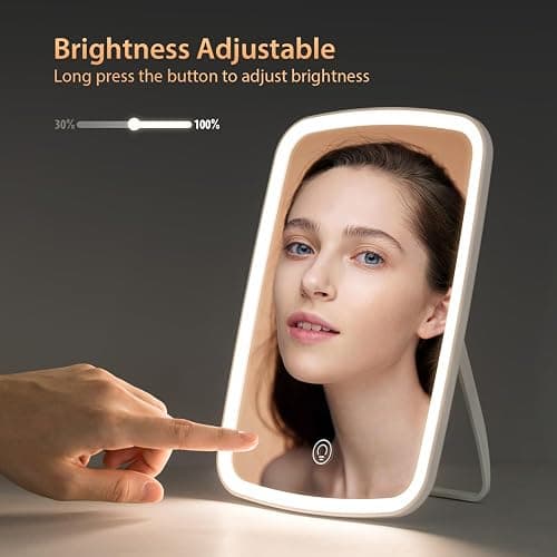 NEZZOE Rechargeable Makeup Mirror with Lights, Portable Travel Lighted Vanity Mirror, Dimmable Touch Screen Tabletop LED Make up Mirror - One Light thumbnail 3
