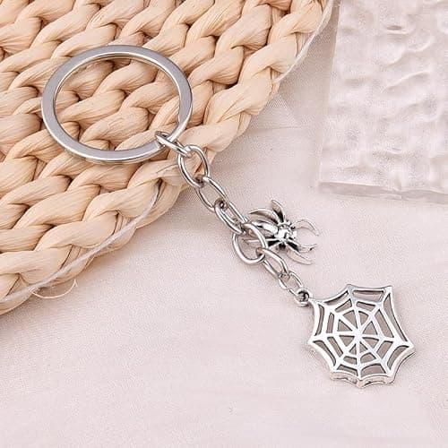 Halloween Spider Keychain for Purse Backpack Accessories for Women Men Silver Spider Web Keychain Y2k Aesthetic Key Chain for Bag Handbag Keyring Cute Insect Key Ring for Car Keys Bag Charm Silver thumbnail 4