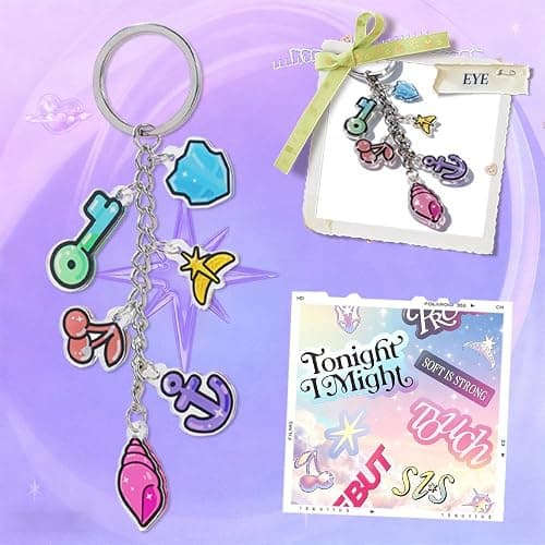 JRRZETA Katseye Keychain Merch,Soothing Shell,Limitless Key,Guardian Shield,Dual Cherry,Stellar Tiara,Dream Anchor for Fans thumbnail 4