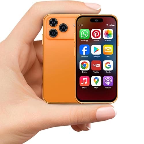 Pdfbenli Mini Phone for Kids,Unlocked Kid Phone,4.0 inch HD Touch Screen,3GB+32GB,4G,Dual SIM,Face ID,Android 10.0,GPS,Kids Smart Phone (Orange) - Image 1