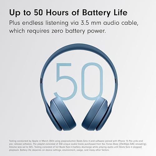 Beats Solo 4 - Wireless Bluetooth On-Ear Headphones, Apple & Android Compatible, Up to 50 Hours of Battery Life - Slate Blue - Slate Blue - Solo4 - Without AppleCare+ thumbnail 4
