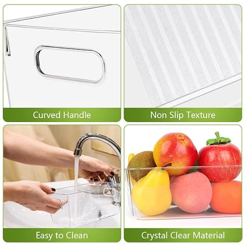 Set Of 10 Refrigerator Pantry Organizer Bins, Clear Plastic Food Storage Bins for Kitchen, Countertops, Cabinets, Fridge, Freezer, Bedrooms, Bathrooms, Fridge Organizer Bins Pantry Storage Containers thumbnail 4