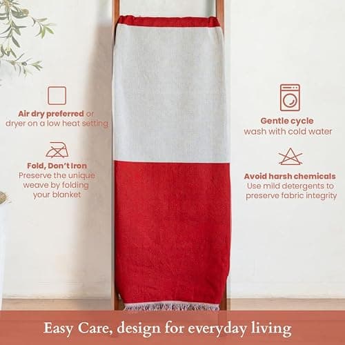 Ceibo House Peru Flag Woven Throw Blanket | Lightweight Cotton Blend | 70x50 Inches | Multipurpose Blanket for Bed, Sofa, Picnic, Beach, Tapestry, Decor or Gift thumbnail 7