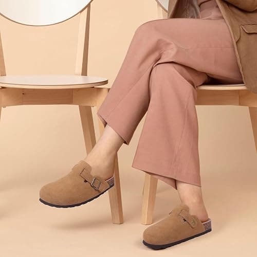 ODOLY Genuine Suede Clogs for Women Men Soft Cork Footbed Leather Mules Comfort Potato Shoes with Arch Support thumbnail 2
