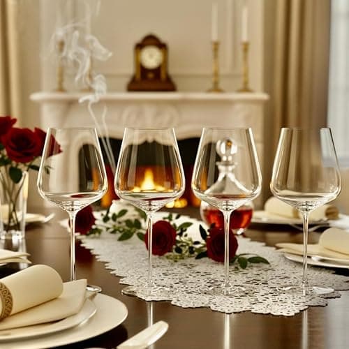 Red Wine Glasses Set of 4 - Ultra Light & Thin Hand-Blown Crystal Glasses 685ml - Long Stem Tulip Design for Cabernet Merlot Bordeaux - Inspired by Italian Design - Luxury Glassware for Aroma thumbnail 7
