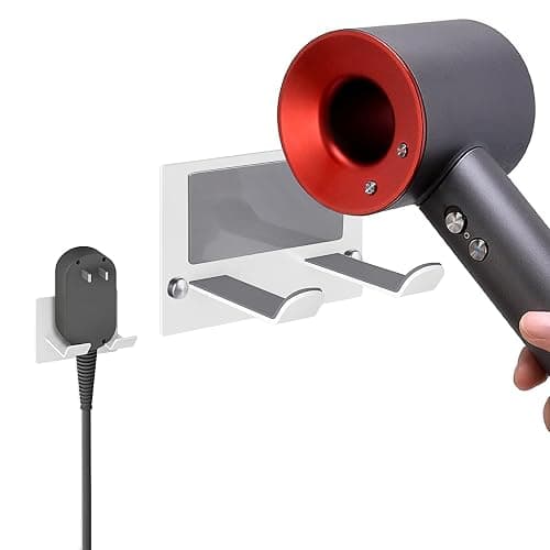 XIGOO Self Adhesive Hair Dryer Holder Wall Mounted - Adhesive Bathroom Hair Blow Dryer Rack Organizer Compatible with Supersonic Hair Dryers (White) - Image 1