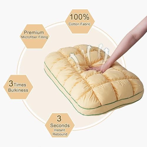 YOUR MOON Fluffy Support Bed Pillow Queen Size, Luxury Hotel Quality Bed Pillows for Side Sleeper, Super Soft Premium Down Alternative Filling Pillow for Sleeping (Yellow) thumbnail 3