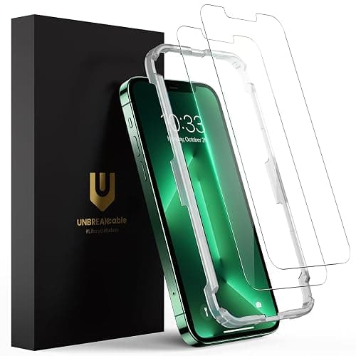 UNBREAKcable 2 Pack Screen Protector for iPhone 14 Plus/13 Pro Max, Shatterproof Tempered Glass [9H+ Hardness] [Easy Installation Frame] [99.99% HD Clear] for Apple iPhone 13 Pro Max/14 Plus - Image 1