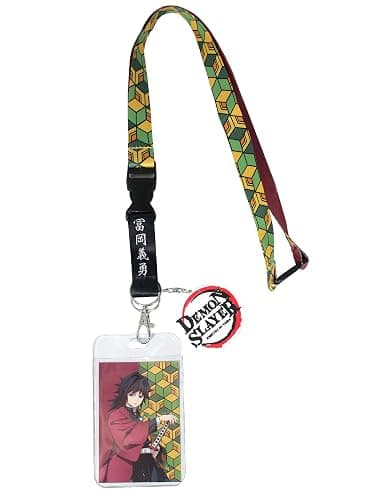 Demon Slayer: Kimetsu No Yaiba Anime Giyu Tomioka ID Badge Holder Breakaway Lanyard w/Rubber Keychain - Image 1