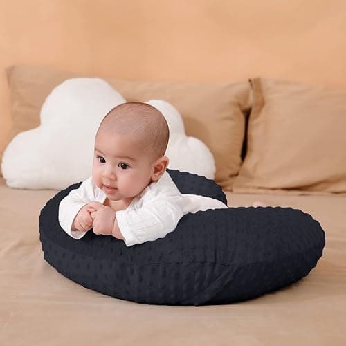 Nursing Pillow and Positioner with Cover for Breastfeeding and Bottle Feeding, Propping Baby, Tummy Time, Baby Sitting Support, Awake-Time Support (Black, 22" x 17.7" x 5.9") thumbnail 8