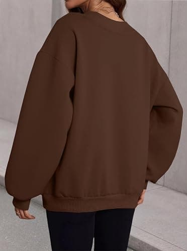 Hilinker Womens V Neck Oversized Sweatshirts Long Sleeve Pullover | Drop Shoulder, Soft Fleece, Cotton Blend, Loose Fit, Ribbed Hem, Casual Tops, Fall Winter Outfits, Everyday Wear, Lounge thumbnail 4