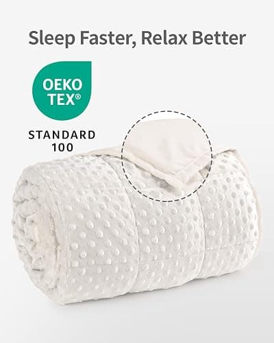 Mr. Sandman Weighted Blanket for Adults, Heavy Blanket for Woman,Man Sleeping/Calm, Soft and Cozy Weighted Throw Blankets, Machine Washable, 60 x 80in, 15 lbs, White thumbnail 3
