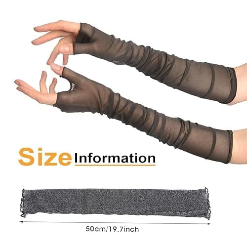 Teegxddy 2 Paar Tül Fingerlose Armstulpen,arm sleeve,Uv Schutz Arm Ärmel armstulpen sommer für Perfekt Party Outdoor Sportaktivitäten thumbnail 2