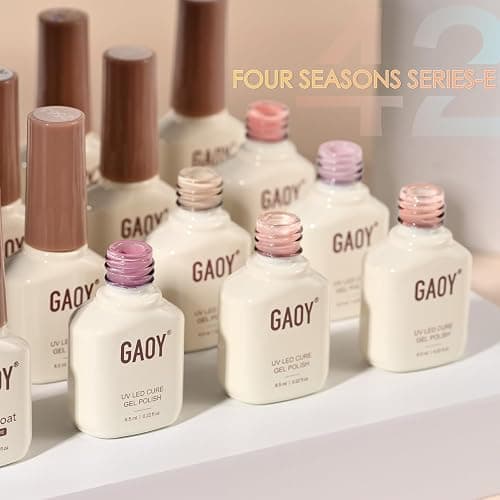 GAOY 42 Pcs Gel Nail Polish Kit, Black White Jelly Nude Pearl Glitter Colors All Seasons Gel Nail Polish Set with Glossy & Matte Top Coat and Base Coat for Salon and DIY Manicure at Home thumbnail 6
