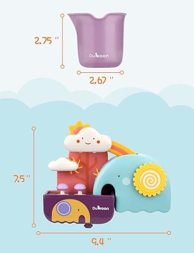 TI-TOO Baby Bath Toys, Fun Simple Physics Educational Bathtub Water Toy, Bath Time Fun Splash Toys for 1, 2, 3+ Year Old Boys Girls Toddlers, Safe Colorful Skin Friendly Waterwheel Bathing Toy thumbnail 2