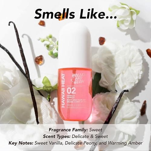 Holler And Glow Hawaii Heat Vanilla Body & Hair Mist, Body Spray For Women, Hair Perfume For Women, Delicate Peony, Amber Scented, Warm & Sweet, Travel Sized, 3.38 Fl Oz thumbnail 4