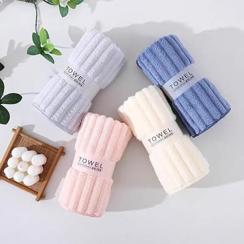 Soft Coral Velvet Hand Towels, Microfiber Washcloths for Bathroom (1 Pack, 12"X24") - Light, Soft & Absorbent, Multipurpose Hand Towels with Hanging Loops, Daily Use & Guest Use, Coral Beige thumbnail 5