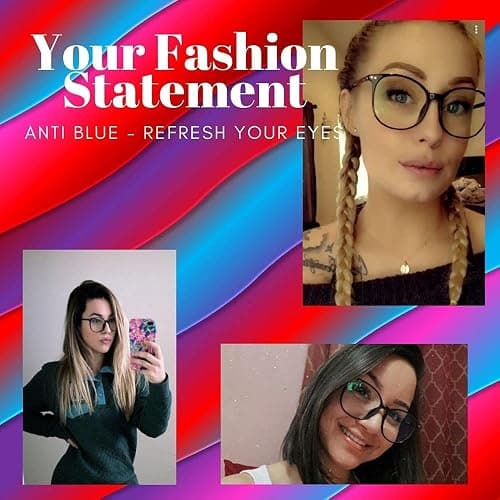Reading Glasses Anti Blue Light Blocking Reader Oversized Frame for Women Men for Mid Big Face Anti Eyestains thumbnail 2