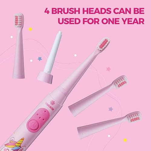 Vekkia Sonic Rechargeable Kids Electric Toothbrush(Pink) | 3 Modes with Memory/Fun & Easy Cleaning/24000 Strokes, IPX7 Waterproof, 2-Min Timer for Age 5+/4 Soft Bristles thumbnail 8