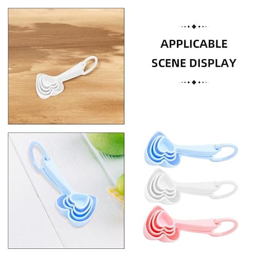 BRIGHTFUFU Heart Shaped Measuring Spoons Set of 12 Pcs Plastic Dessert Coffee Tea Kitchen Tableware for Home and Restaurant Baking thumbnail 4