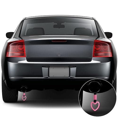 BBTO 2 Pieces Heart shaped Car Handle Straps Drift Charm Rear Bumper Warning Ring Decor Subway Bus Broken Heart Handle for Car Interior(Light Pink) thumbnail 4