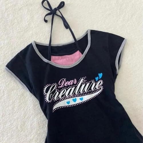 Kawaii Cutecore Harajuku Y2k 2000s Tops Summer Preppy Aesthetic Alt Goth Emo Short Sleeve Graphic Tees thumbnail 5