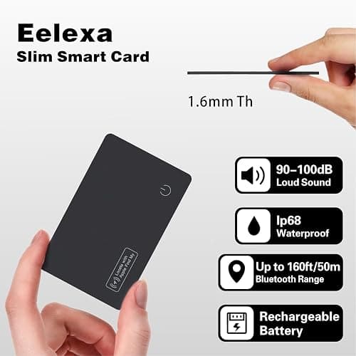 Eelexa Wallet Tracker Card, Rechargeable Thin Finder, Works with Apple Find My (iOS Only), Item Locator for Luggage Tags, Passports, Phone, IP68 Waterproof thumbnail 7