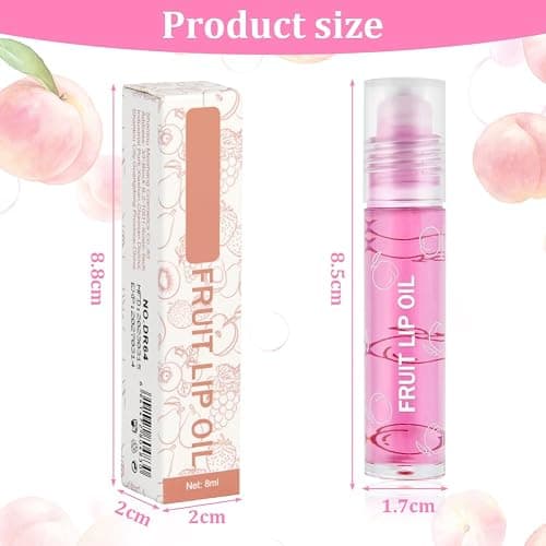 AOOWU 6 Pcs Hydrating Lip Oil Set, Fruit-Flavored Plumping Lip Oil, Long Lasting Lip Glow Balm Lip Care, Transparent Moisturizing No-Sticky Lip Gloss(Peaches,Orange,Avocado,Strawberry,Grape,Cherry)8ML thumbnail 7