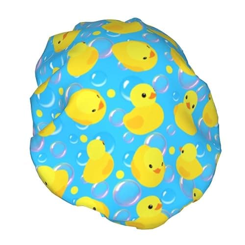 Yellow Rubber Ducks Shower Cap For Women Adjustable Double Waterproof Layers Bathing Shower Hat Hair Protection Reusable Ladies Spa Salon Shower Hat thumbnail 2