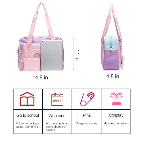 STEAMEDBUN Kawaii Ita Bag Japanese School Bag Cute Tote Bag Large Shoulder Anime Heart Purse thumbnail 5