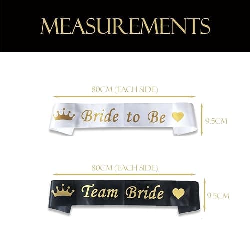 Hen Party Accessories Complete Set 47pcs - Black and Gold (10 Team Bride 1 Bride to Be Sash Straws Glasses Veil Tiara) Satin Sashes Bachelorette Parties Bridal Favours thumbnail 3